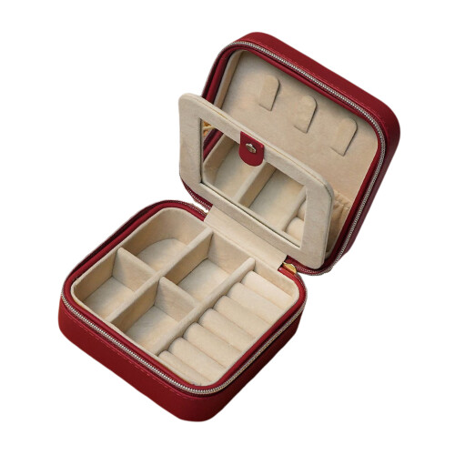 Jewelry Organiser With Soft Lining Multi Compartment-Red