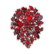 Crystal Flower Brooch Clothing Jewelry Beautiful-QT0559 red