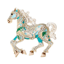 Delicate cartoonpaardbroche met strassversieringen Emaille-Blauw