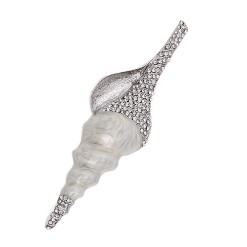 Delicate Conch Shape Brooch Pin Lightweight Stylish-White