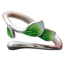 Tree Leaf Shape Dating Rings Adjustable Finger Opening-green