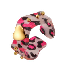 Bague géométrique d'inspiration colorée, breloque de-rose rouge