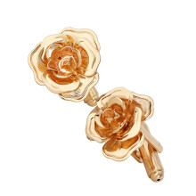Delicate Copper Crafted Rose Pattern Shirt Sleeve Button-Gold