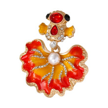 Trendy broche met viskristallen Stevig metaal Vakmanschap-Rood
