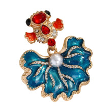 Broche de poisson en strass délicat, cadeau symbolique pour-Bleu