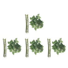 40Pcs Floral Wire with Green Leaves Stems for Boutonnieres