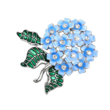 Zarte Emaille-Blumen-Brosche, Hortensien-Design,-Blau