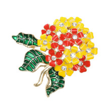 Zarte Emaille-Blumennadel, elegantes Schmuckgeschenk-rot gelb