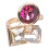 Elliptical Shape Multicolor Cubic Zirconia Ring-champagne 1