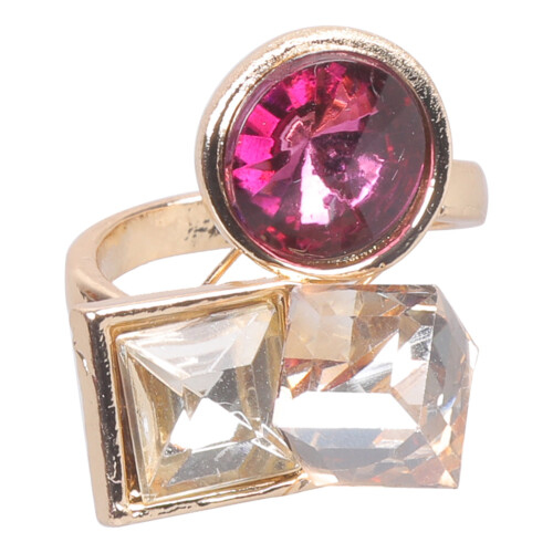 Elliptical Shape Multicolor Cubic Zirconia Ring-champagne