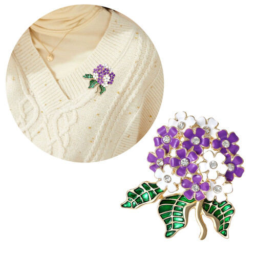 Legierung Blumenbrosche Damen Modeaccessoires-weiß lila1 2