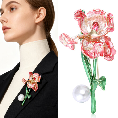 Vintage Irises Blumenbrosche Elegante Emaille Schmuck-Lila 1
