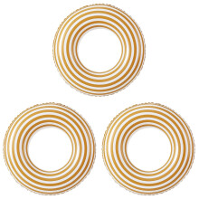 3Pcs Portable PVC Striped Swim Rings Orange for Outdoor Use