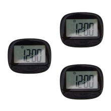 3Pcs Black Portable Clip-on Step Counter Digital Pedometer for Fitness