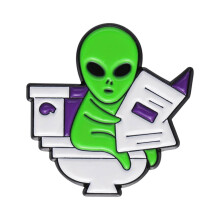 ET Alien Toilet Læse Emalje Pin Badge