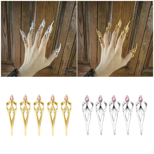 5pcs Armors Nail Ring Neutral Minority Finger-Silver Plated 2