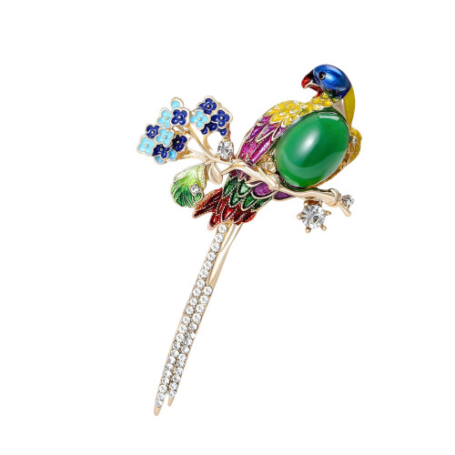 Épinglette de perroquet sophistiquée à la mode, avec des-Vert
