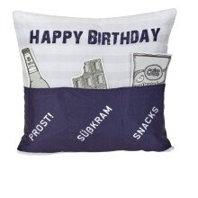 Hergo Sofahelden Sofakissen 43 x 43 cm Happy Birthday blau