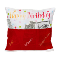 Hergo Sofahelden Sofakissen 43 x 43 cm Happy Birthday rot