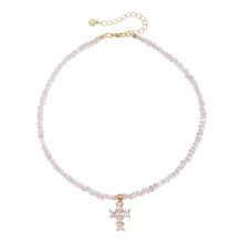 Collier Crucifix triangulaire élégant, bijoux en alliage-Rose