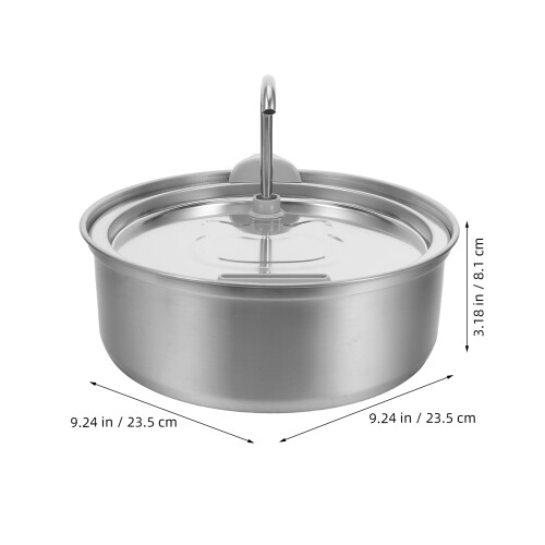 Silver Stainless Steel Cat Fountain with Multi-Layer Filter Quiet 1