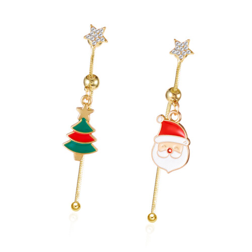 Festival Asymmetric Drop Earrings Santa Snowflake-SS2