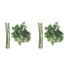 20Pcs Green Flower Stems with Leaves Wire for Crafting