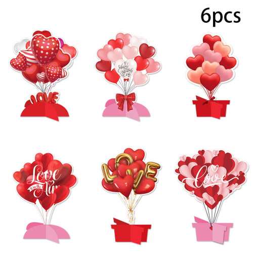 Valentine's Day Cards 3D Heart Pattern 6-Pack