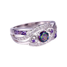 Women's Wedding Ring Zircon-Filled Twisted Wide Band S925
