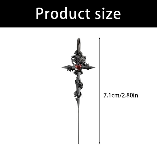 Rose Thorns Heart Unique Piercing Earrings Ear Accessory-Black 1