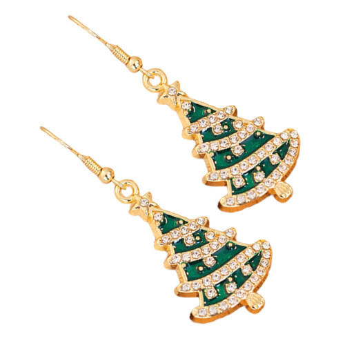 Boucles d'oreilles en strass pour arbre de noël, clous-Vert