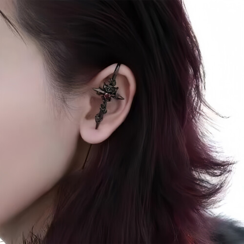 Rose Thorns Heart Unique Piercing Earrings Ear Accessory-Black 2