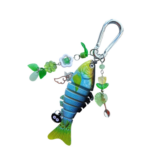 Porte-clés poisson polyvalent, créatif, breloque pour sac,-Vert