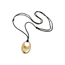 Collier en corde de cuir réglable à la mode, pendentif-Or