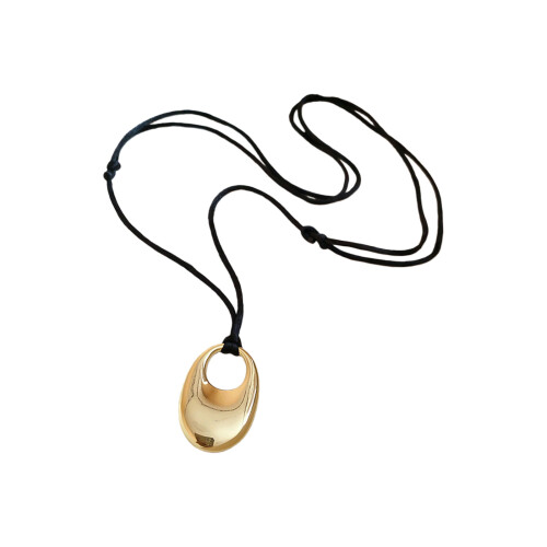 Collier en corde de cuir réglable à la mode, pendentif-Or