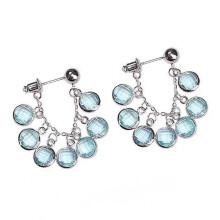Boucles d'oreilles pendantes en alliage pour femmes, bijoux-Bleu