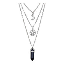Handmade Necklace with Sun Moon and Black Crystal-ss1