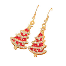 Boucles d'oreilles de vacances scintillantes, accessoires-Rouge