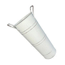 Galvanized Flower Bucket with Handle Farmhouse Decorative-White