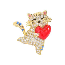 Charm Alloy Feline Brooch Artistics Designs Fashionable-Gold