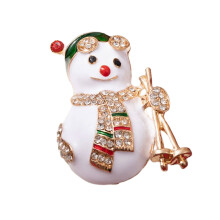 Elegant Alloy Snowman Pin Rhinestones Festive Christmas-snowman