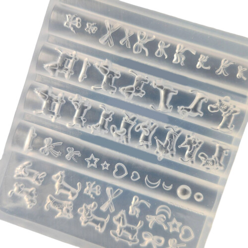 Reusable Nail Art Mold Cute Dachshund Bowknot Pattern Silicone