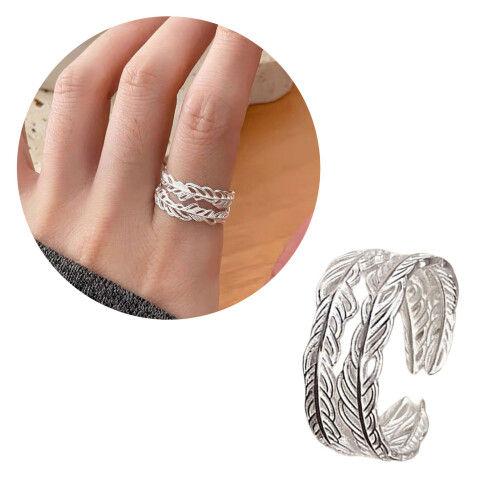 Retro Unisex Adjustable Thumb Rings Silver Plated Silver-A 2