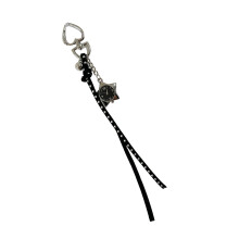 Compact Alloy Keychain Featuring Star Clock Accent-Black