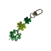 Elegant Four Leaf Clovers Design Glittering Green Phone Charm