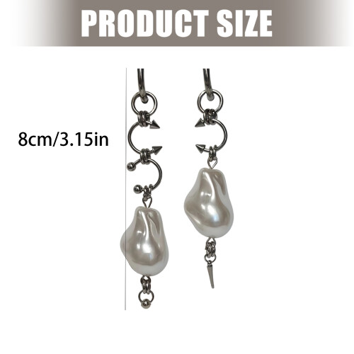 Asymmetrische Ohrringe mit Barockperlen, elegante Spikes, süßer 1