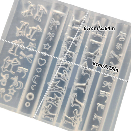 Reusable Nail Art Mold Cute Dachshund Bowknot Pattern Silicone 2