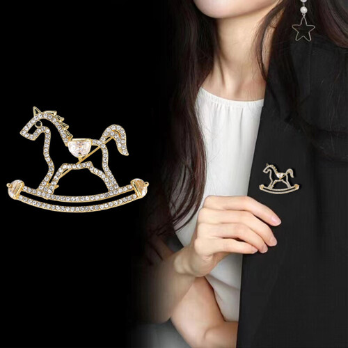 Delicate gouden paard broche strass-accent sieraden accessoire 1