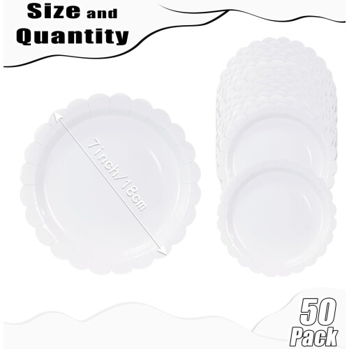 Ljusrosa vågiga papperstallrikar 18 cm (50-pack) 1