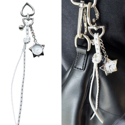 Compact Alloy Keychain Featuring Star Clock Accent-Black 2